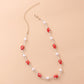 Jewelry Short Rice Bead Pearl Necklace Stained Glass Strawberry Shape Women's Necklace