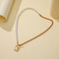 INS Jewelry Personality Metal Lock Pendant Simple Versatile Pearl Necklace Fashion Street Shot Necklace