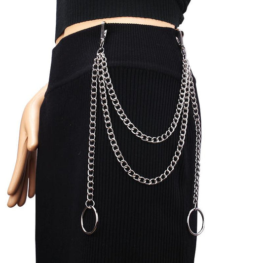 Simple Retro Hip-Hop Ring Pants Chain Women's Frosty Trendy Punk Metal Denim Chain Body Chain