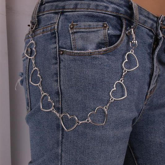 Ornaments simple fashion geometric peach heart body chain waist decoration indifferent men and women hip-hop pants chain