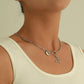 Jewelry Geometric OT Buckle Hollow Butterfly Pendant Necklace Ladies Three to One Trendy Love Heart Necklace