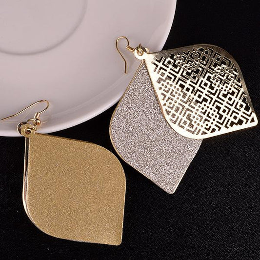 Supply boutique ear jewelry Hollow Chinese earrings multi-layer alloy frosted earrings