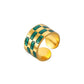 Fashion Simple Checkerboard Drip Oil Design Minority Stainless Steel Ring Original Versatile Women