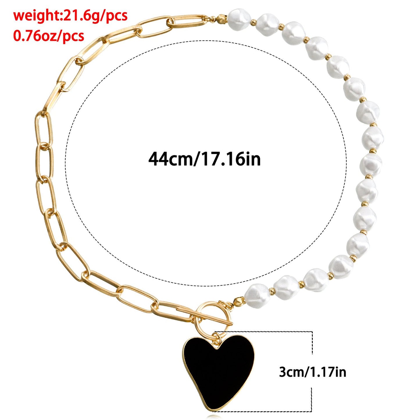 Jewelry fashion heart black mother-of-pearl necklace beaded pearl sweater chain female all-match design sense pendant