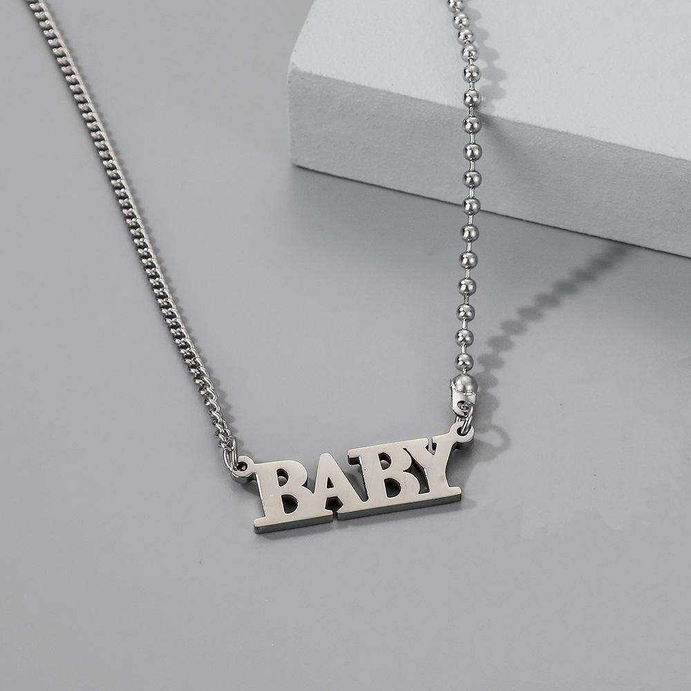 Pendant fashion English letter baby stainless steel personality word necklace clavicle chain