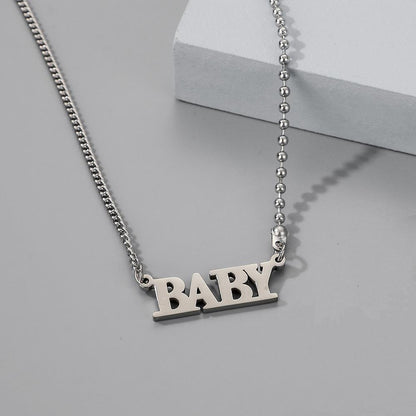 Pendant fashion English letter baby stainless steel personality word necklace clavicle chain