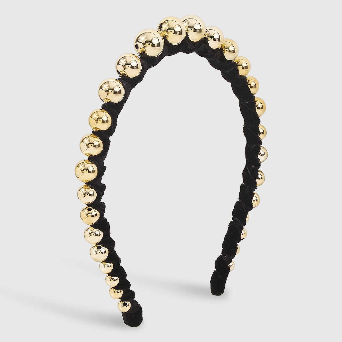 F4875 Simple and niche personality velvet hand-wound headband CCB gold beads sweet and cool girl headband