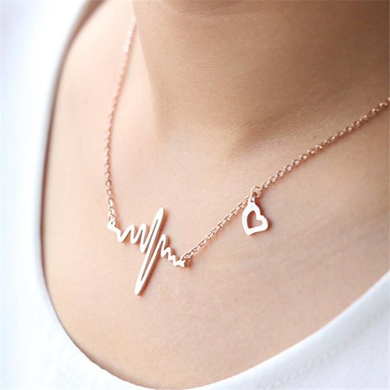 Creative Personality Jewelry ECG Heart Frequency Pendant Necklace Necklace