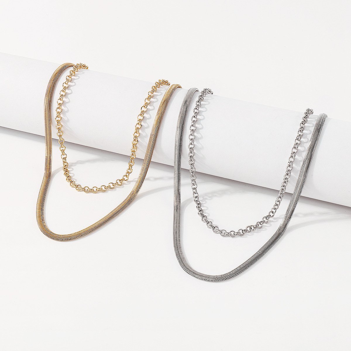 N1755 Jewelry Metal Texture Simple Snake Bone Chain Necklace Personality Trendy Sweet Cool Necklace