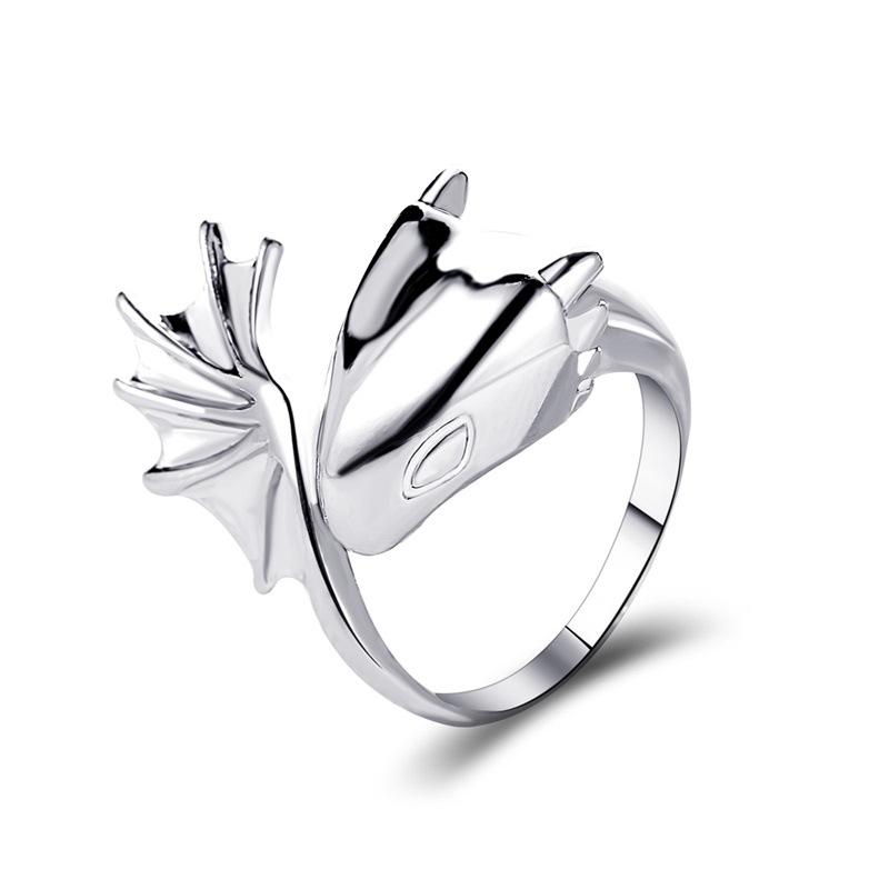 Angel devil ring gothic pterosaur open ring couple pair ring black tail ring dark trend jewelry