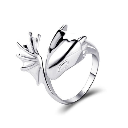 Angel devil ring gothic pterosaur open ring couple pair ring black tail ring dark trend jewelry