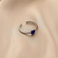 Simple fashion stainless steel dripping oil round sapphire blue open ring original personality female jewelry