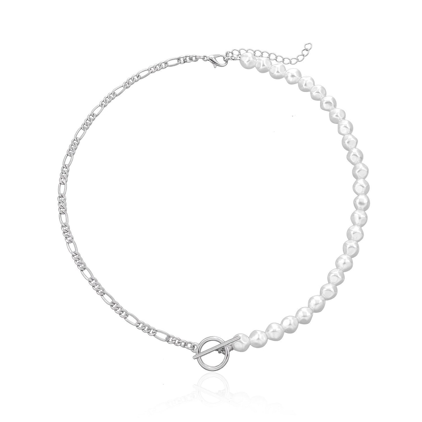 Jewelry fashion OT buckle AB style pearl necklace female hexagonal pearl handmade trend necklace