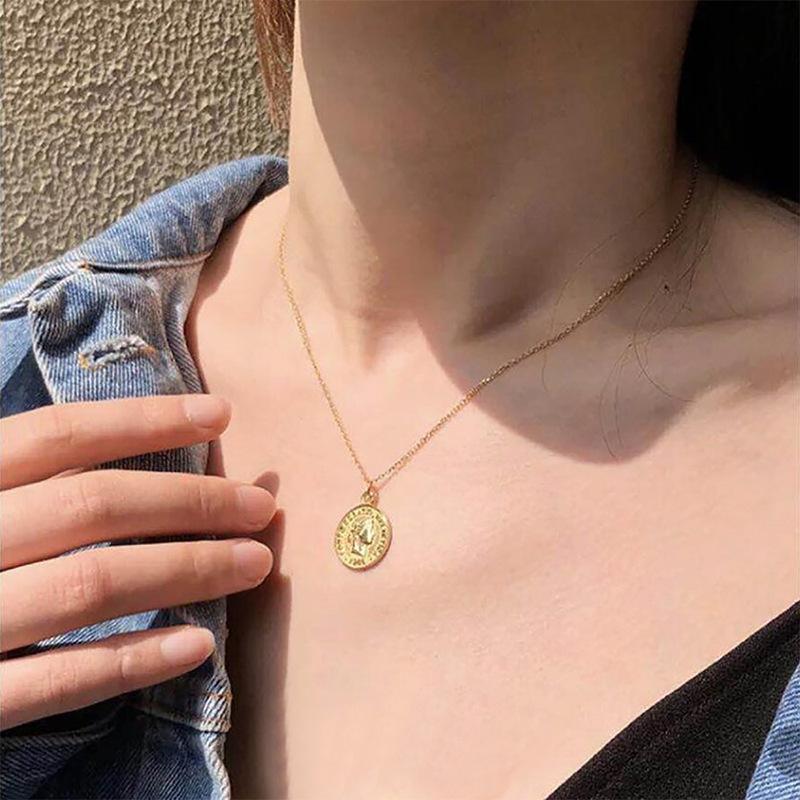 Jewelry Necklace Retro Gold Coin Pendant Fashion Hipster Cold Coins Ins Goddess of Luck