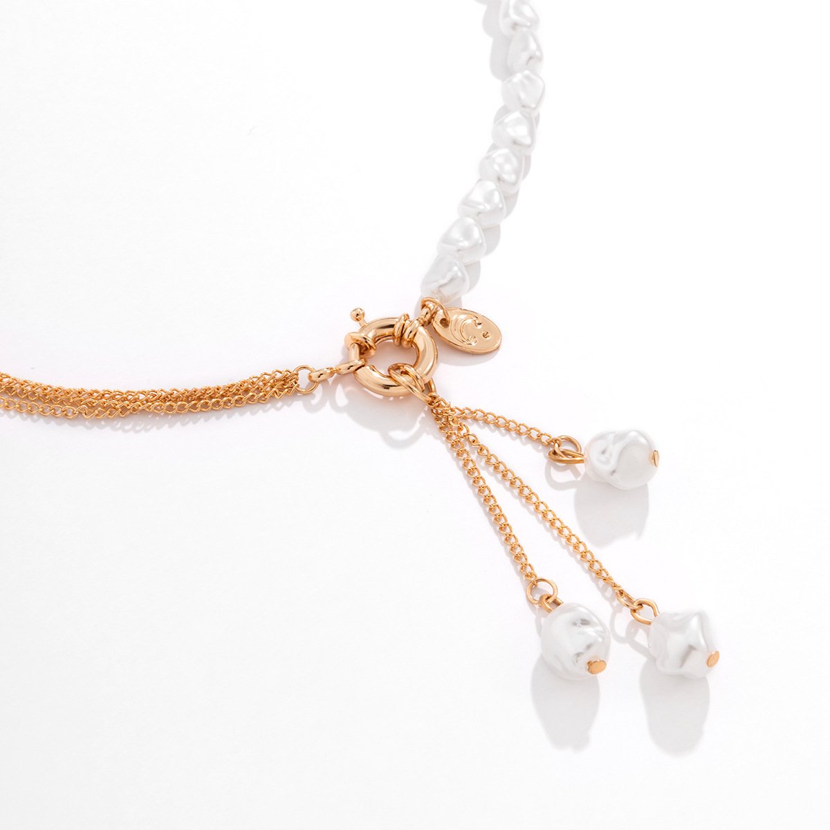 Jewelry baroque special-shaped pearl tassel necklace temperament simple geometric multi-layer chain necklace