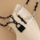 Jewelry Punk Lock Cross Chain Necklace Sweet Cool Stitching Contrasting Color Thorn Double Layer Necklace Female