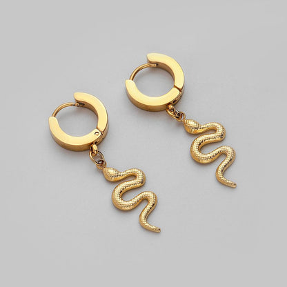 Fashion titanium steel earrings stainless steel gold personality fashion pair of snake ear buckle male hip-hop punk