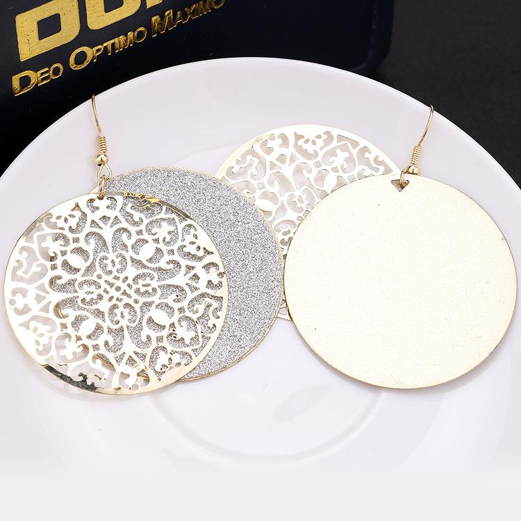 Indian punk round hollow earrings swing earrings frosted alloy earrings