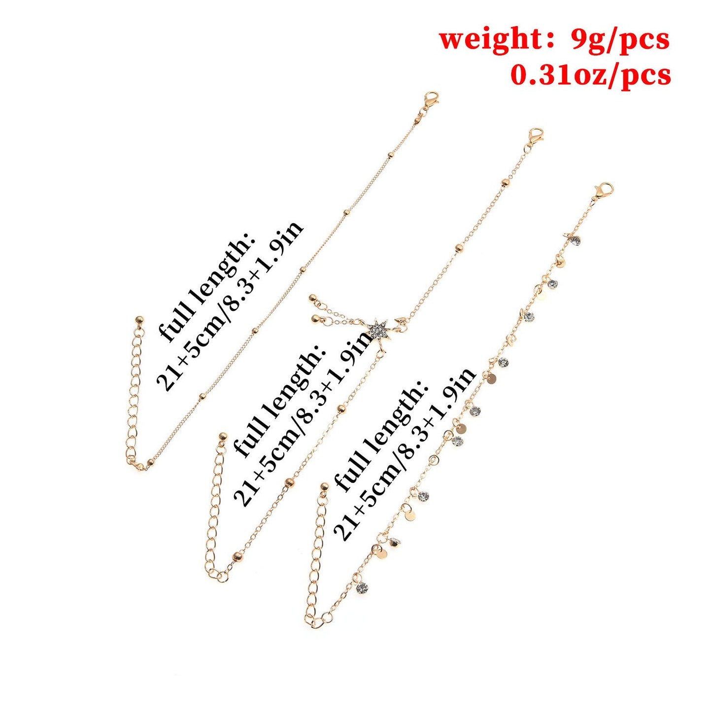 Accessories Multilayer Star Alloy Foot Jewelry Ladies Handmade Spring Summer Fashion Beach Anklet