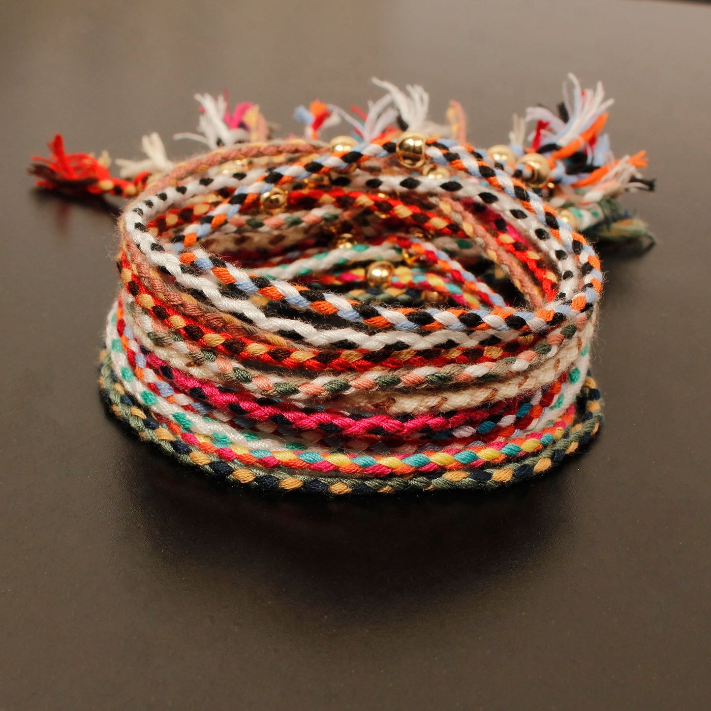 Custom Jewelry Gold Bead Bracelet Women Fashion Handwoven Colorful Thread Hand Jewelry