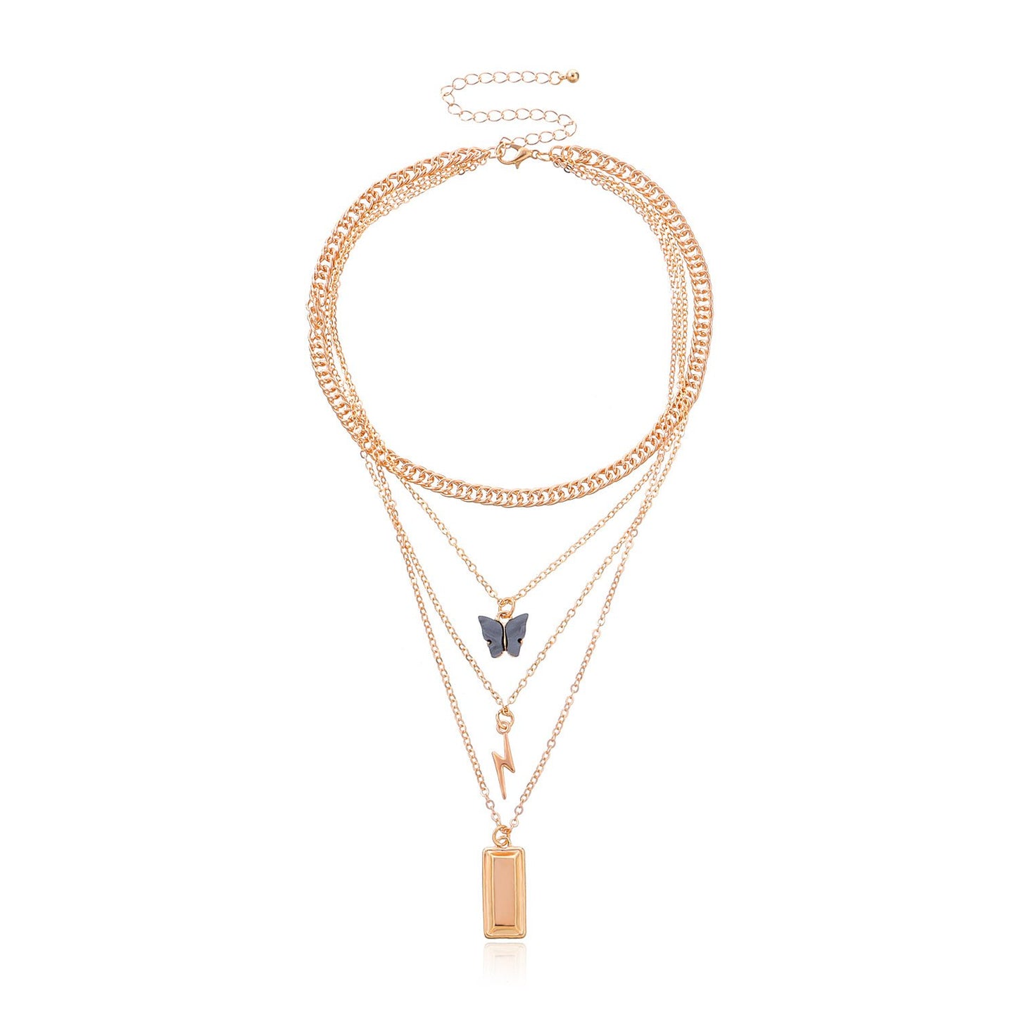 Jewelry Butterfly Lightning Nugget Pendant Retro Fashion Multilayer Alloy Short Necklace Women