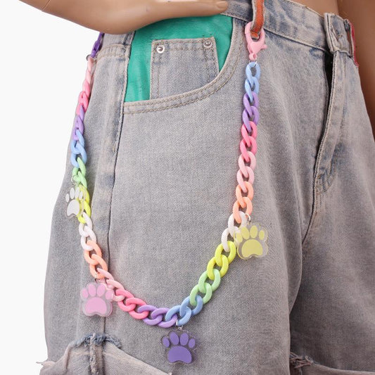 Candy Color Single Layer High Street Vintage Colored Resin Ultralight Pant Chain Pants Hanging Chain Street Jeans Accessories