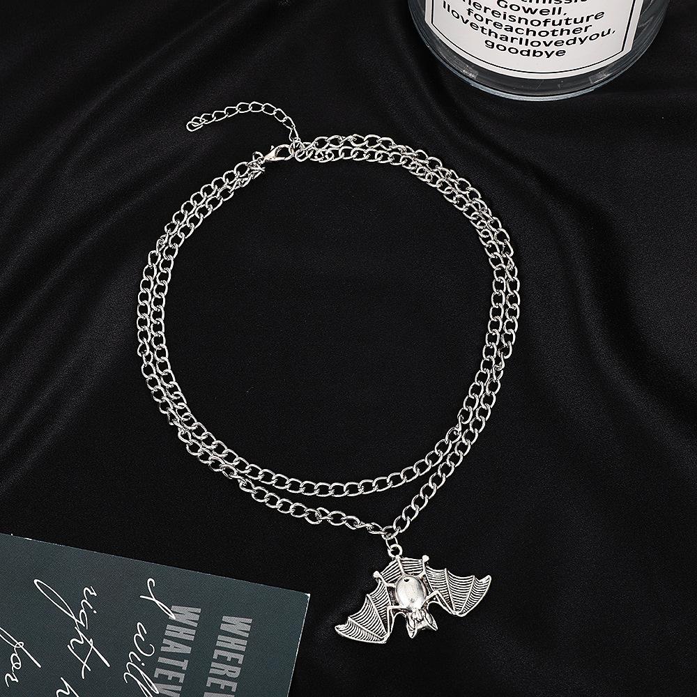 Creative multi-layer bat necklace Halloween gift gothic retro clavicle chain funny exaggerated accessories