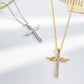 Ins full diamond cross necklace fashion temperament niche design angel wings collarbone chain couple necklace
