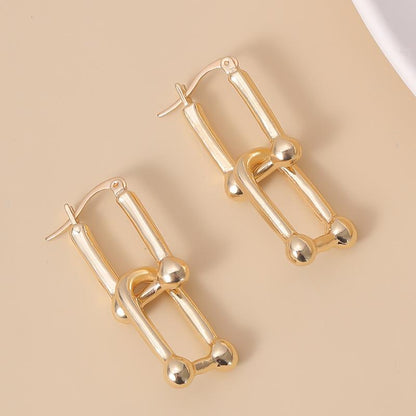 Jewelry Frosty Metal U-shaped Buckle Open Earrings Simple Geometric Square Chain Earrings Female