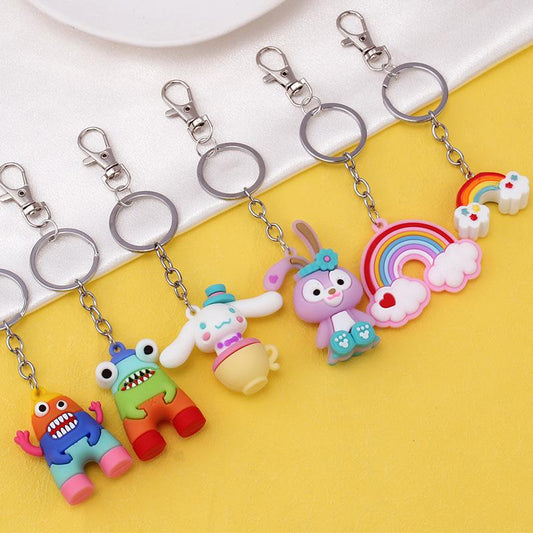 Cartoon color monster key chain creative couple car bag key personality soft pottery pendant