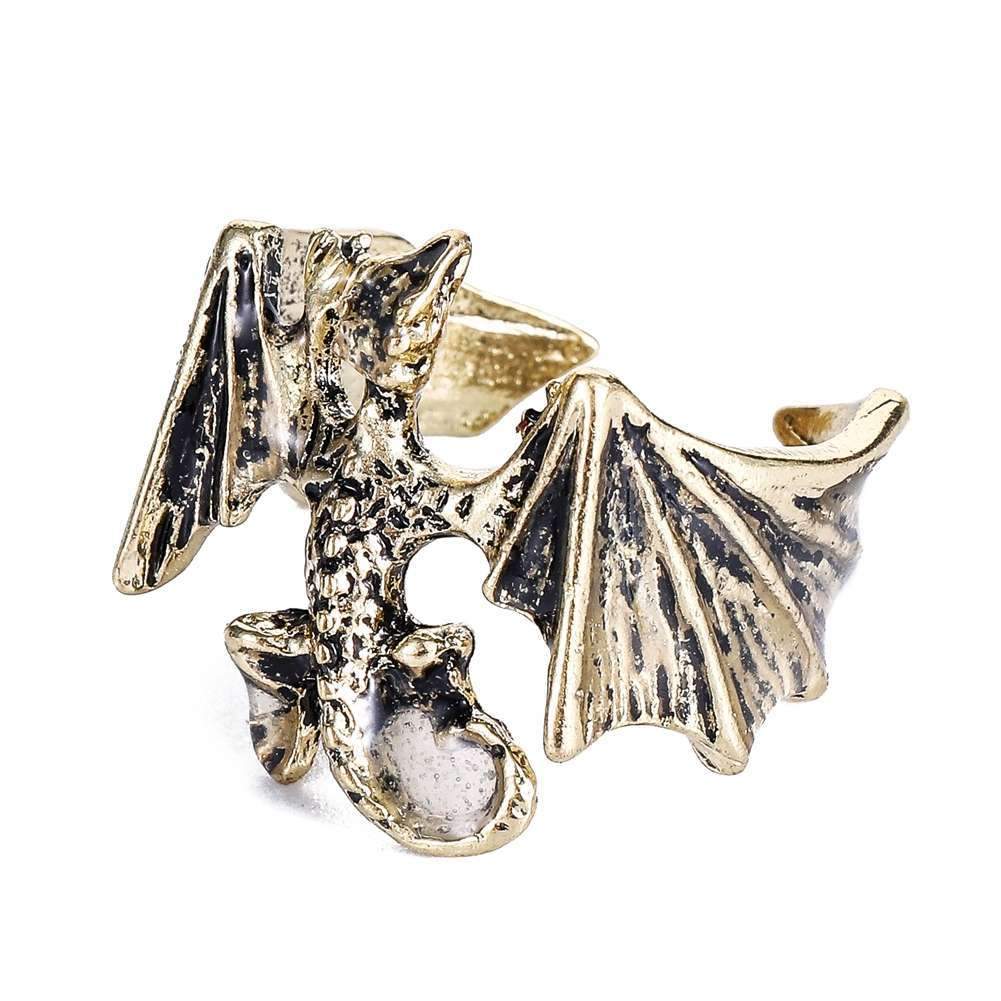 Hip Hop Pterodactyl Luminous Wings Open Ring Halloween Street Metal Ornaments