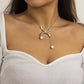 Jewelry Niche Design Pearl Tassel Necklace Female Simple Metal Semicircle Pendant Necklace