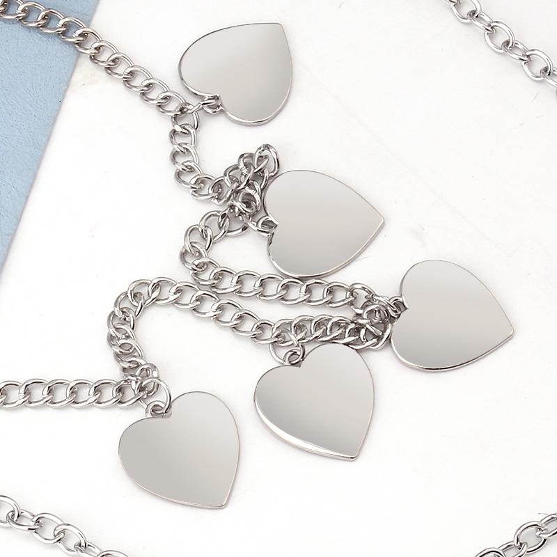 Metal pendant fashion heart-shaped waist chain pants chain ins hip-hop double-layer trend peach heart body chain