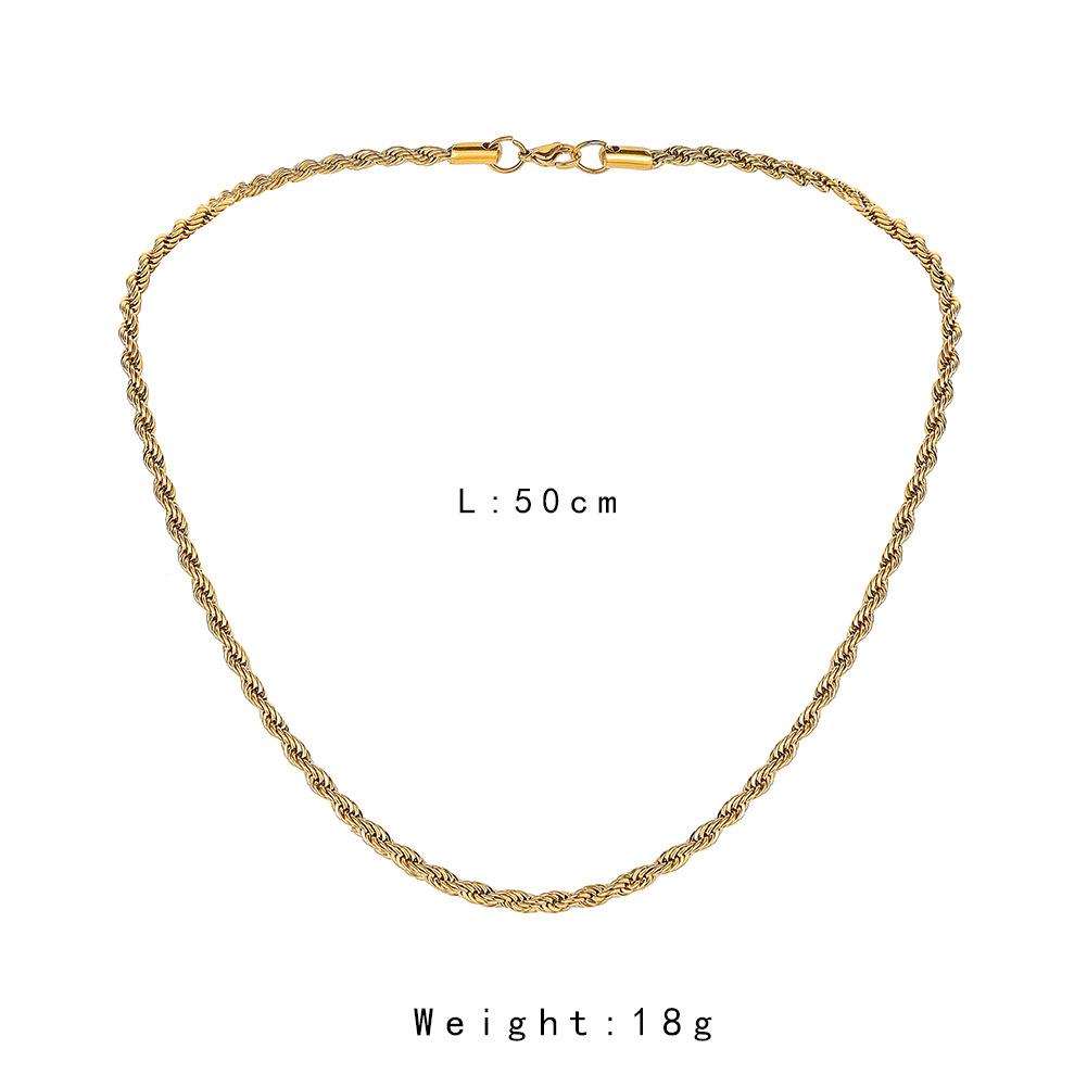Simple stainless steel gold 5cm twist chain ins personality chain titanium steel necklace male minority