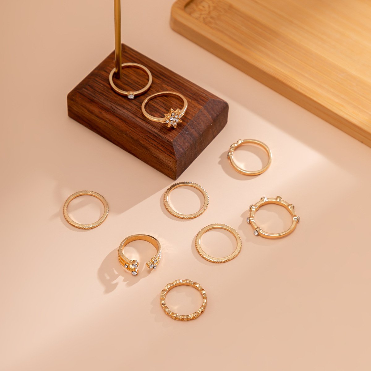 Jewelry Personality Diamond Astral Ring Set Ring Fashion Retro Open Index Finger Knuckle Ring
