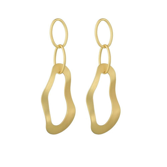 S925 silver needle fashion matte metal trendy earrings irregular geometric personality exaggerated earrings female