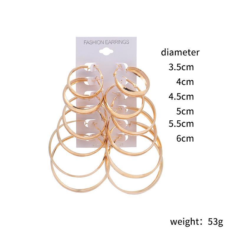 Jewelry earrings 6 pairs of suits Personalized hoop earrings combination One card sells 12 pieces of earrings