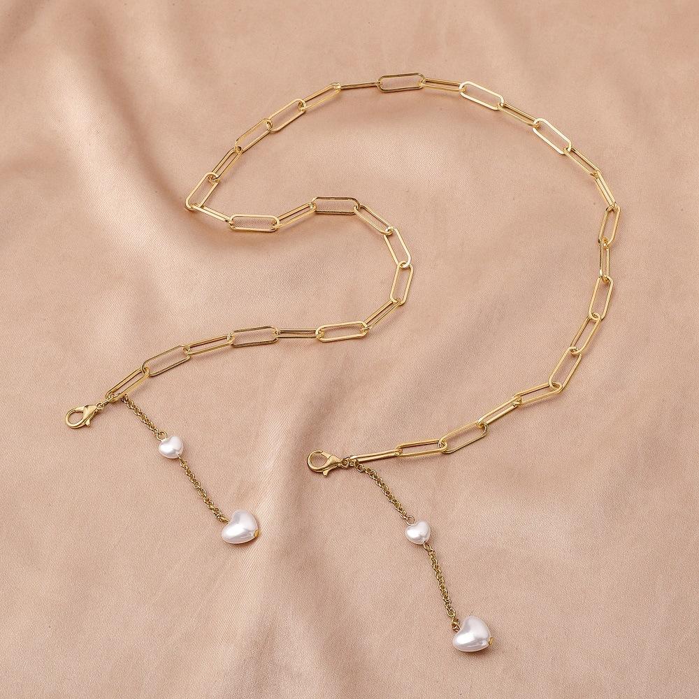 Simple Gold Chain Love Pearl Glasses Chain Fashion Anti-lost Mask Hanging Chain Necklace