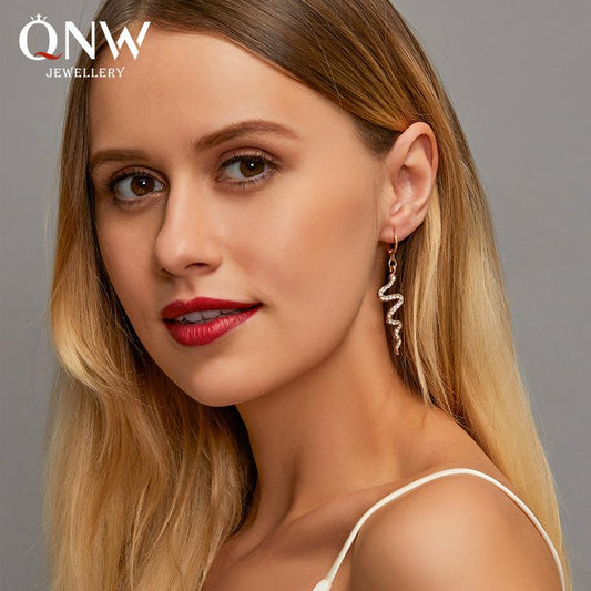 Earrings Creative Snake Earrings Women's Frosty Long Diamond Earrings Personality Simple Wave Earrings