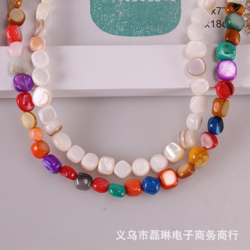 Jewelry Female Worker String Colorful Beads Bohemian Fashion Shell Necklace Two-piece Set
