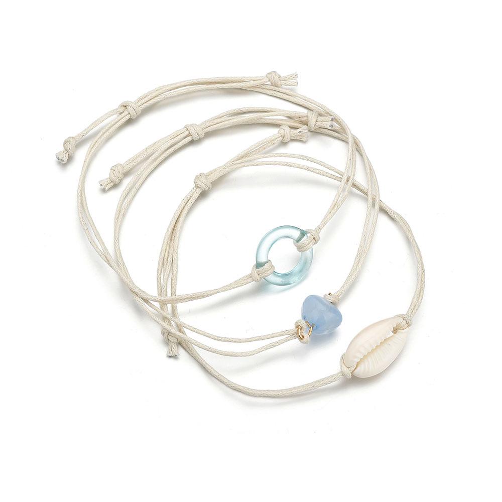 Accessories Popular Ladies Beach Foot Jewelry Retro Acrylic Seashell Anklet Set of 3 Jewelry