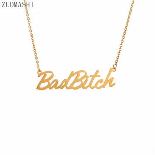 Exquisite creative niche design letter titanium steel necklace female hip-hop English small letter collarbone chain girlfriend jewelry