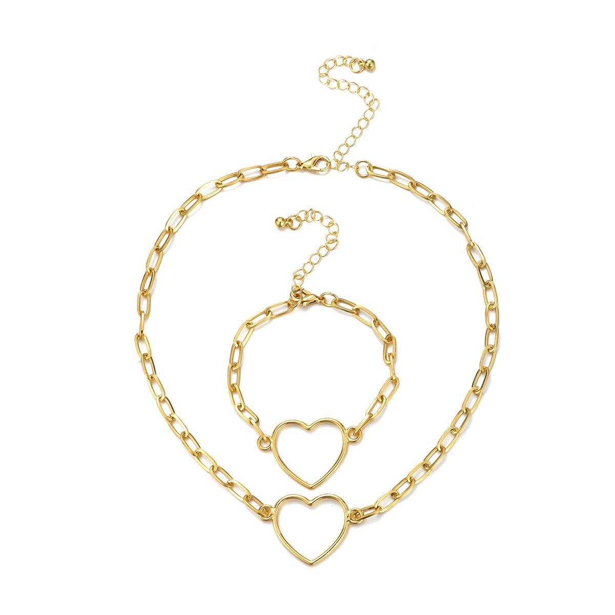 Jewelry Versatile Hollow Geometric Necklace Simple Cross Chain Heart Shape Single Layer Clavicle Necklace Women
