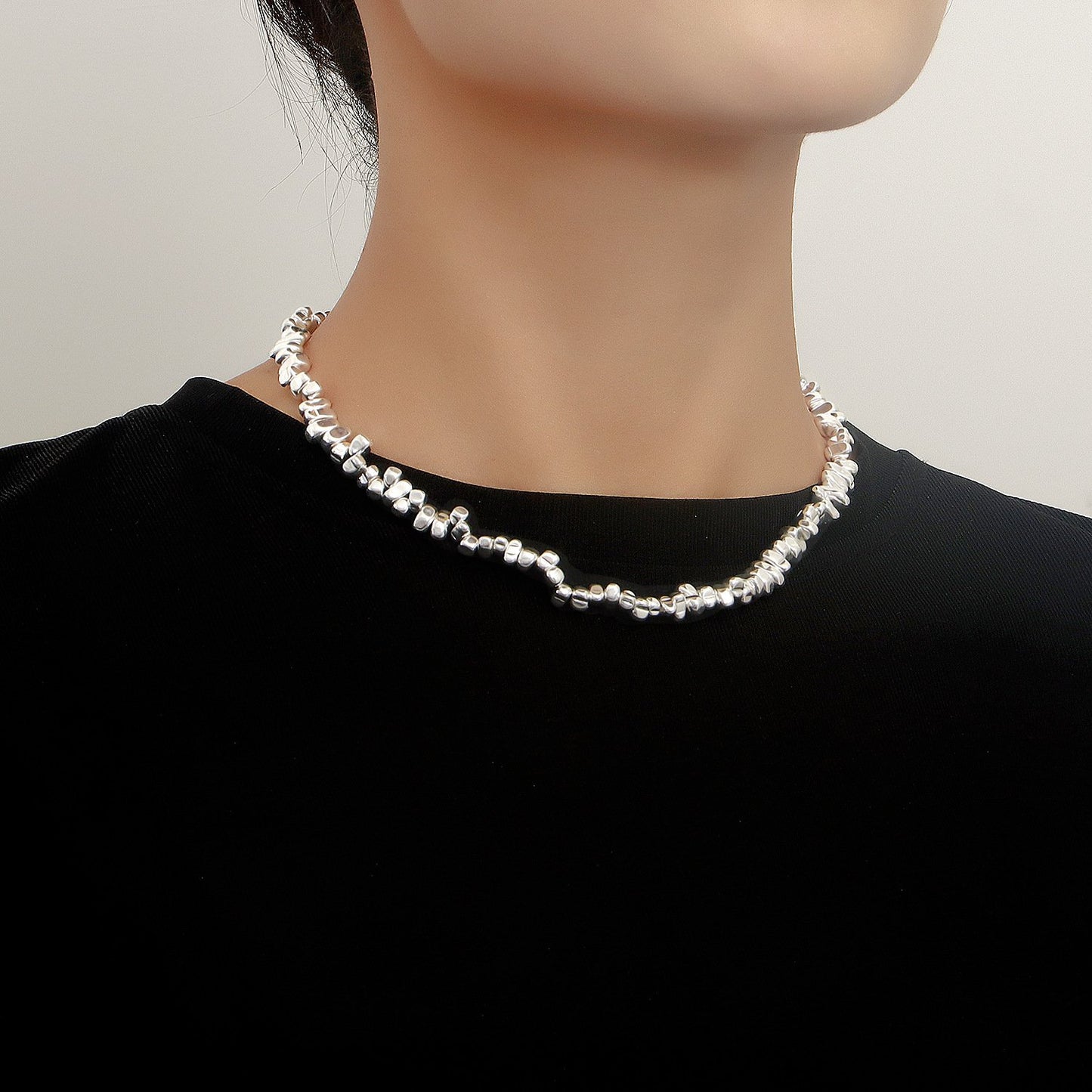 Jewelry Broken Silver Few Two Sparkling Cold Sweater Chain Necklace Trendy Cool Design Necklace