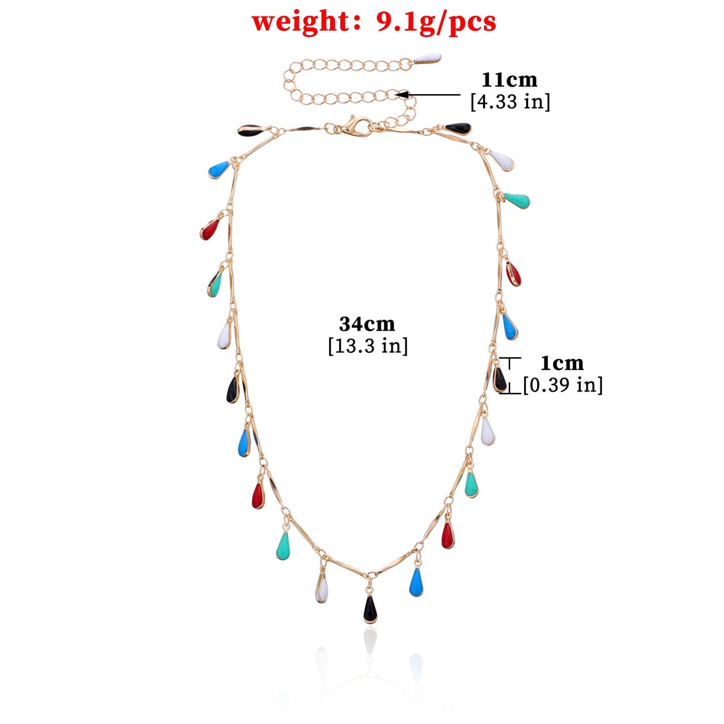 Jewelry Drop Glaze Gem Water Drop Pendant Necklace Female Hip Hop Fashion Trend Colorful Short Money Jewelry