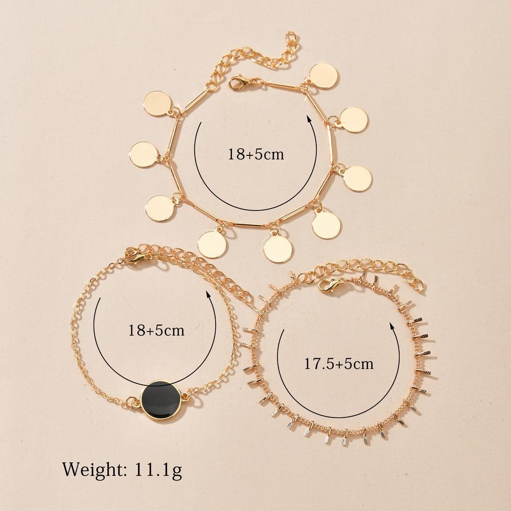 Trendy Oil Drip Disc Bracelet Vintage Gold Multilayer Chain Bracelet Accessories