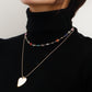 Jewelry color mini love crystal stacked necklace female clavicle chain sweet niche personality necklace