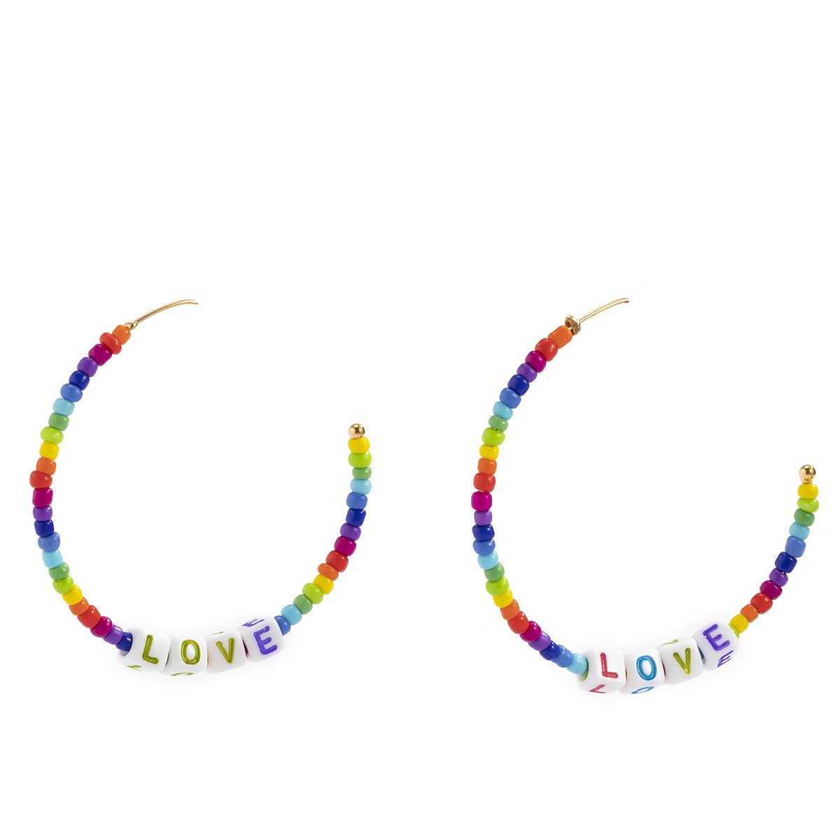 Bohemia Vacation Colorful Rice Beads C Shape Earrings Female Simple Alphabet Geometric Earrings