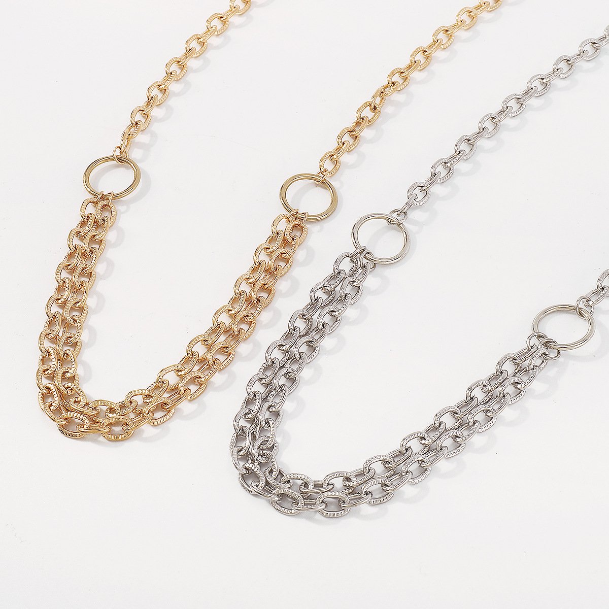 N128 Jewelry Exaggerated Metal Chain Necklace Personality Punk Hip Hop Niche Geometric Necklace