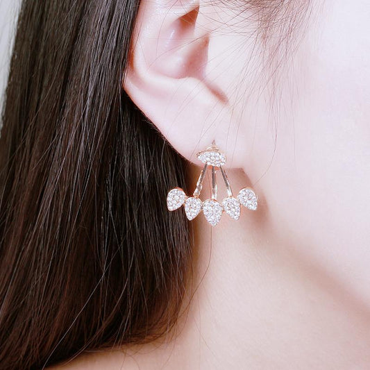 Earrings full of diamond drop earrings front and rear hanging ear hanging personality popular earrings jewelry
